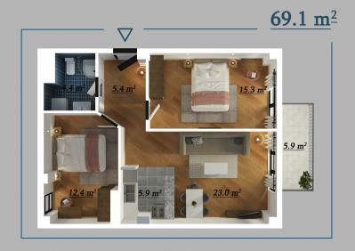 Продаётся квартира в новостройке, 3 комнат(ы), 69 м²